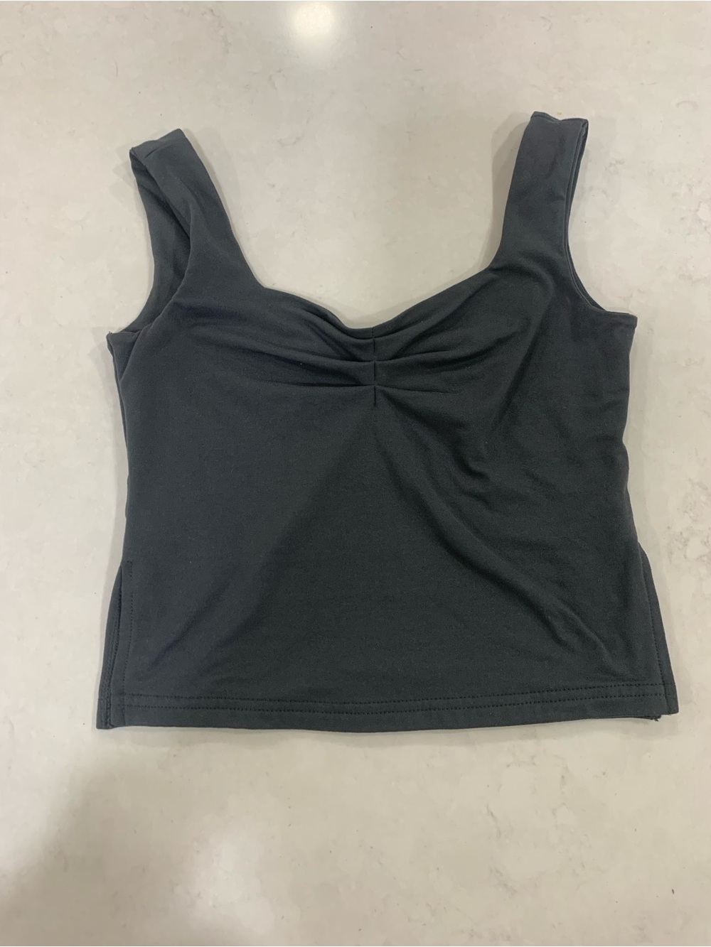 Gray Ruched Scoop Neck Tank Top Size XS